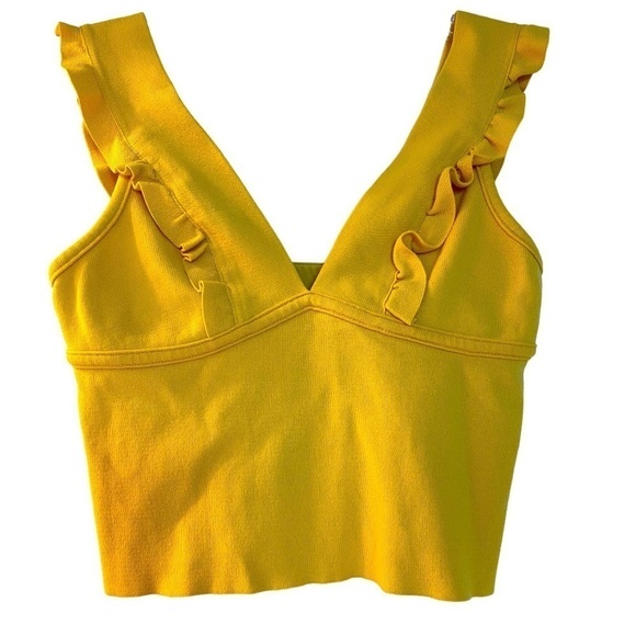 Zara Tops - Zara crop top gorgeous gold color ruffle on straps elastic insert back Small
C